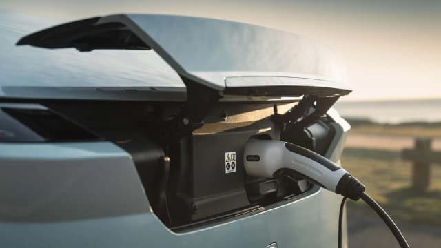 Chery E5 charging port with a cable plugged in
