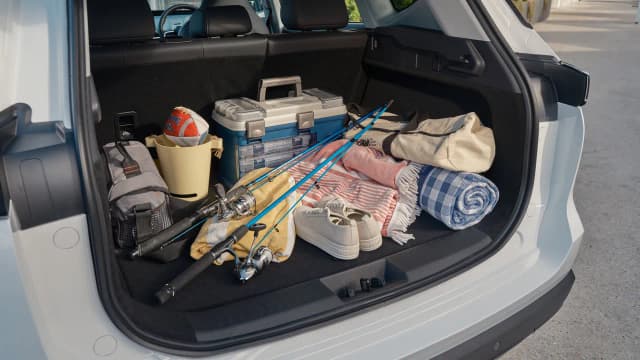 Chery Tiggo 7 Super Hybrid boot loaded with fishing and picnic gear