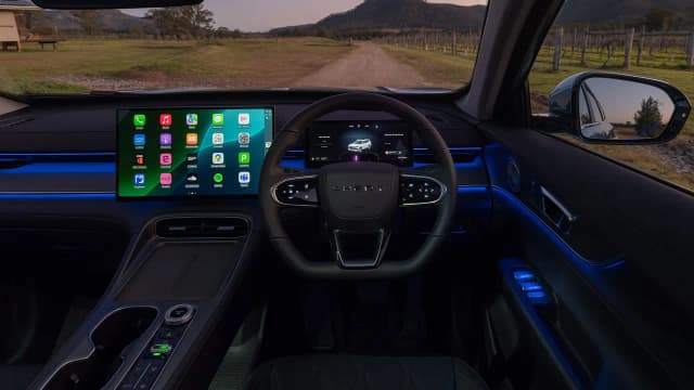 Chery Tiggo 8 Super Hybrid dashboard with ambient lighting, right-hand drive