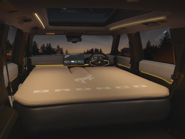 Ford Bronco Basecamp interior converted to a sleeping cabin