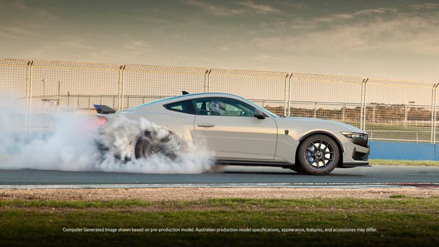 Ford Mustang Dark Horse doing a burnout