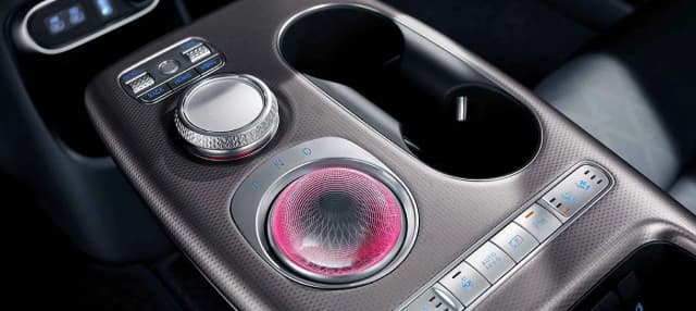 Genesis GV60 crystal sphere gear selector and floating console
