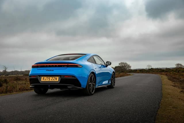 2026 Honda Prelude rear three-quarter on a heathland road