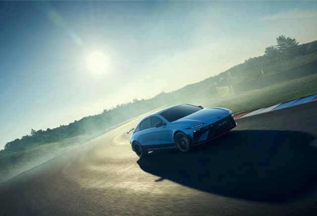 Hyundai Ioniq 6 N cornering on a race track