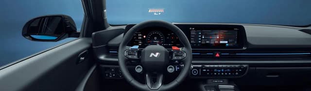 Hyundai Ioniq 6 N cockpit with N steering wheel