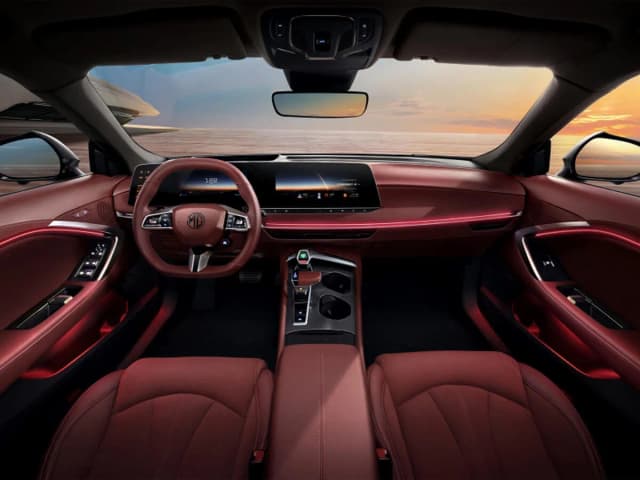 MG7 dashboard and red leather cabin