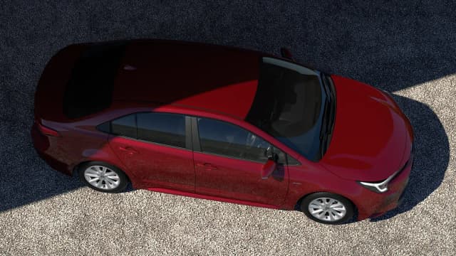 Toyota Corolla sedan in red viewed from above