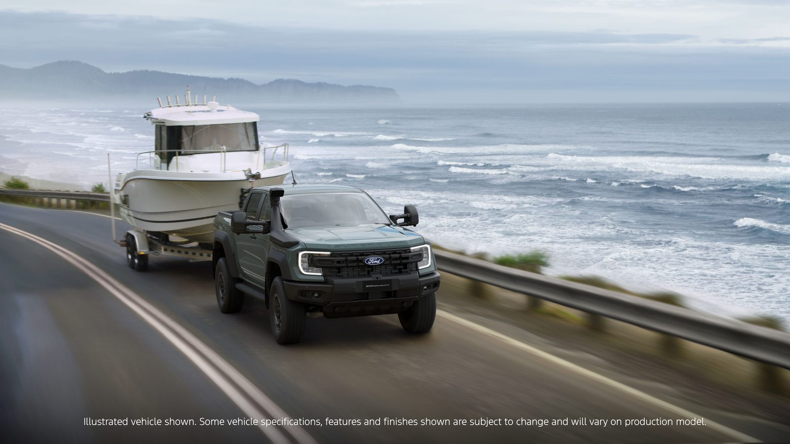 Ford Ranger Super Duty towing a boat