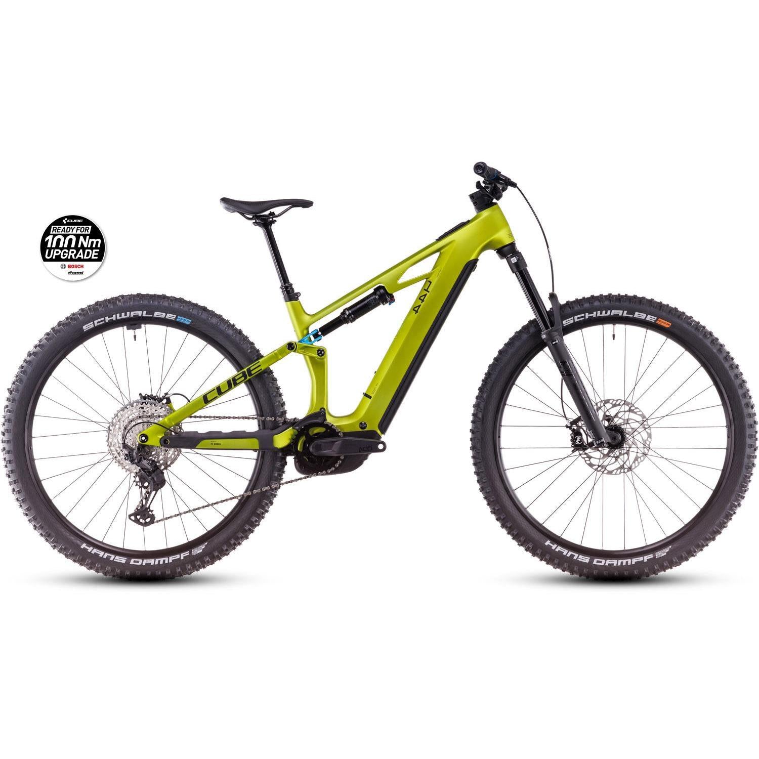 cube Stereo Hybrid ONE44 HPC Race 800 electric bike, side profile on white background
