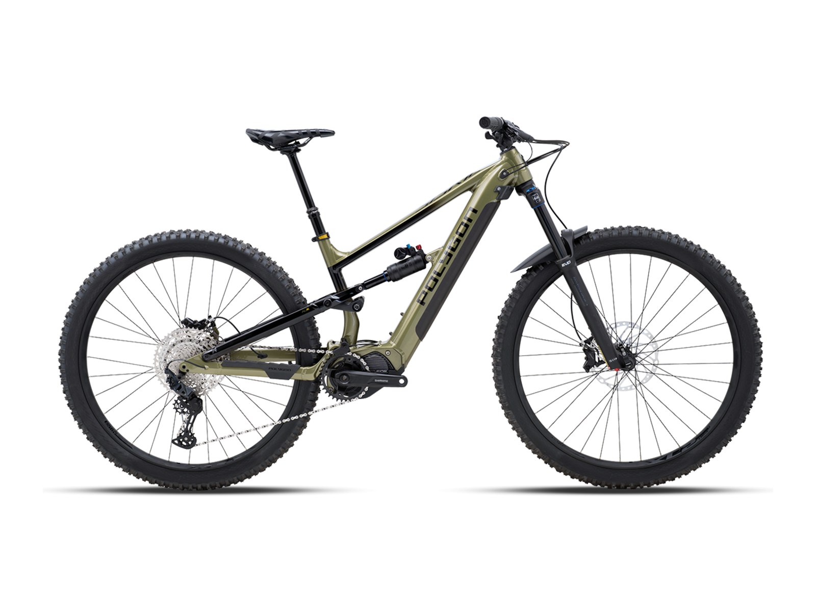 Polygon Siskiu T7E electric mountain bike, side profile on white background