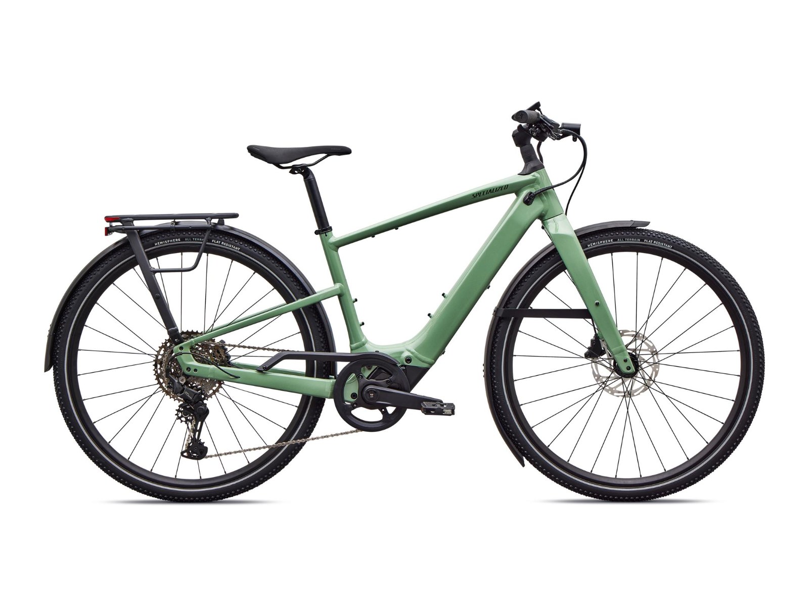 Specialized Turbo Vado SL 2 4.0 e-bike in oak green metallic, side profile on white background